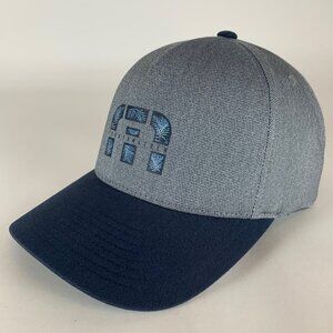 Travis Mathew Golf Mens Gray Navy Blue Stretch Fit Snapback Hat
